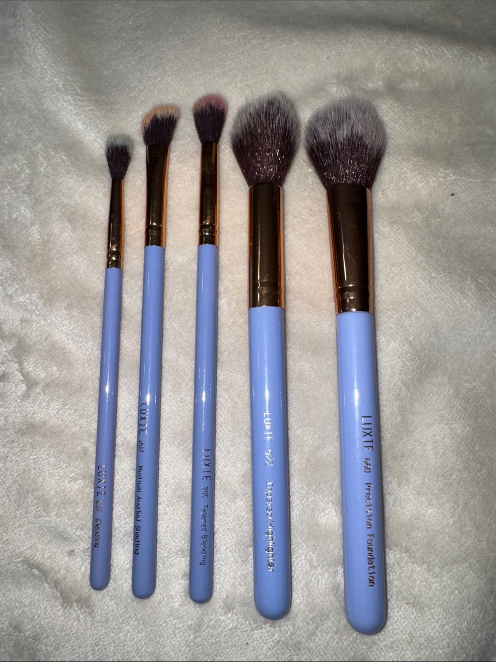 Luxie Light Blue 5-Piece Face & Eye Brush Set